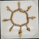 18kt Yellow Gold Snow White and The Seven Dwarves Cuban Link Charm Bracelet