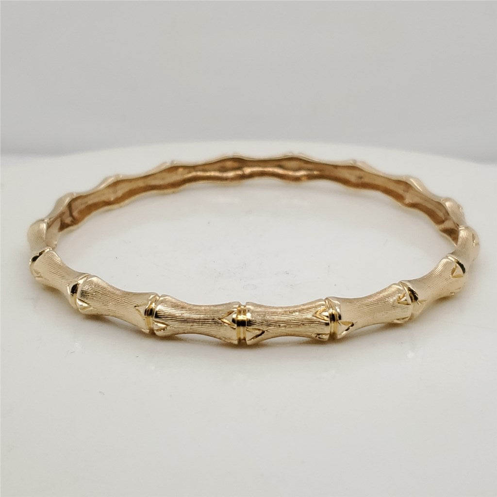 Vintage Mid-century 14kt Yellow Gold Bamboo Bangle Bracelet