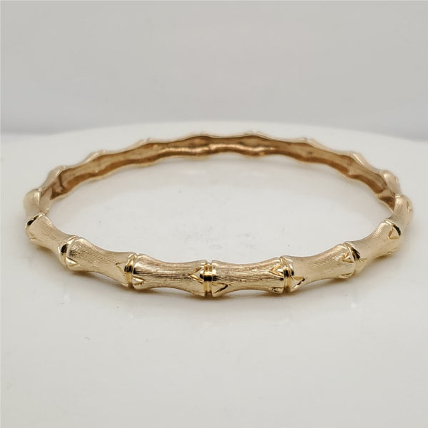Vintage Mid-century 14kt Yellow Gold Bamboo Bangle Bracelet