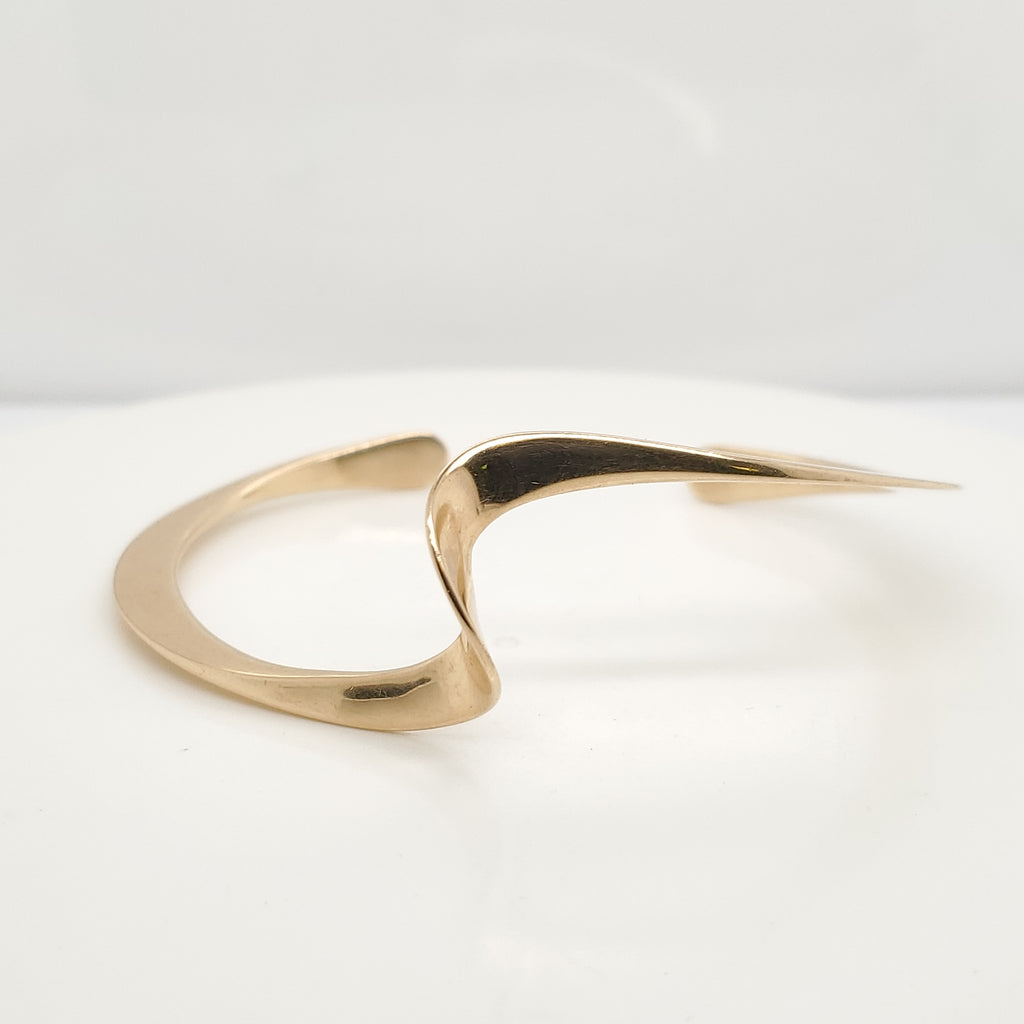 Modernist 14Kt Yellow Gold Cuff Bracelet