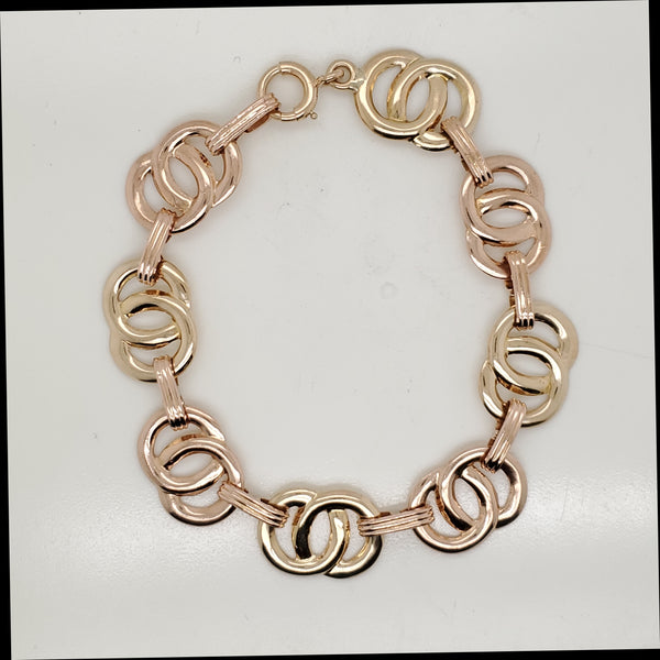 Retro Period 14kt Yellow and Rose Gold Link Bracelet