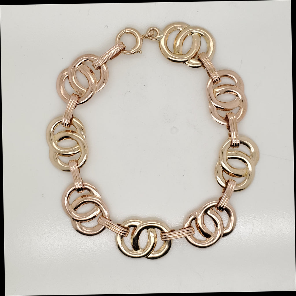Retro Period 14kt Yellow and Rose Gold Link Bracelet