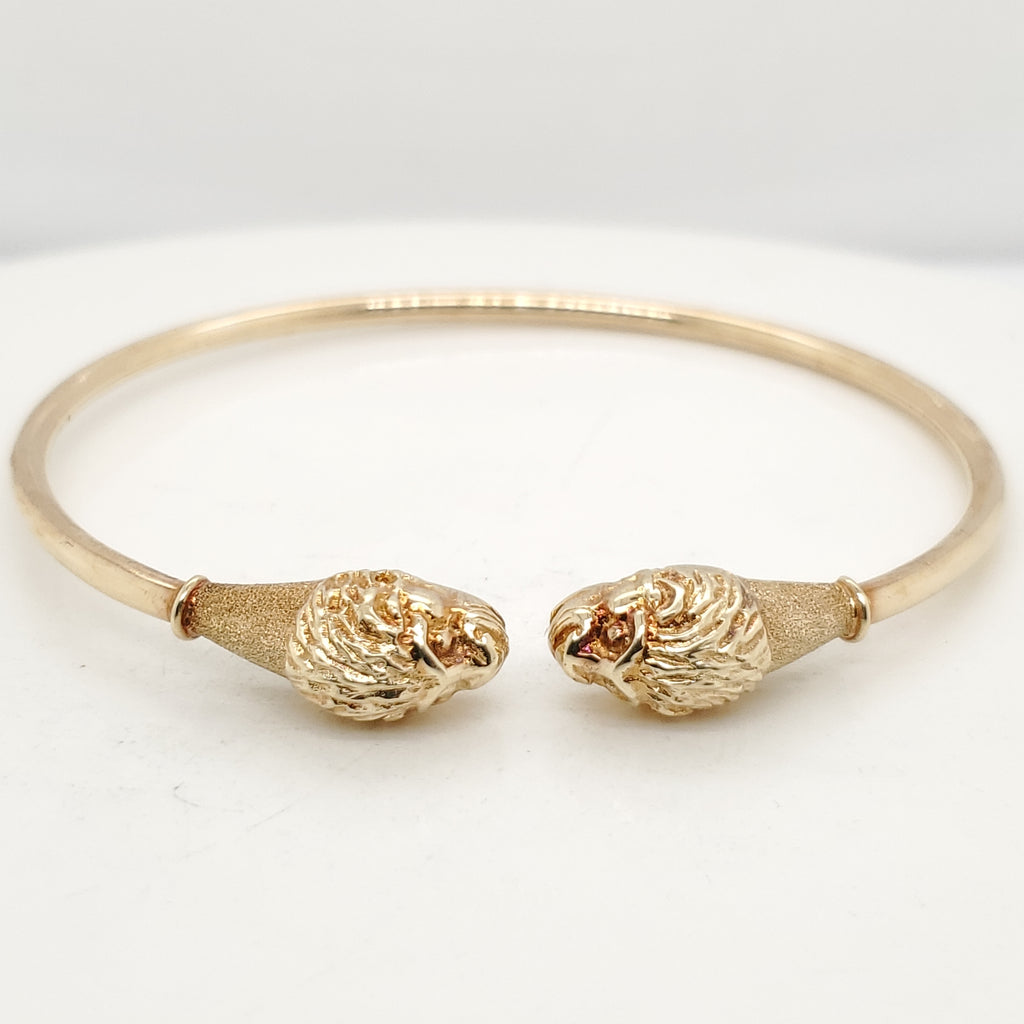 Vintage 14kt Yellow Gold Lions Head Cuff Bracelet
