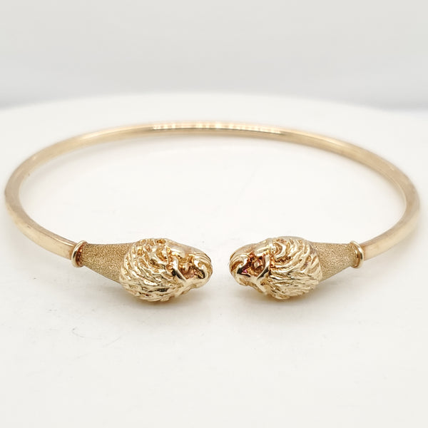 Vintage 14kt Yellow Gold Lions Head Cuff Bracelet