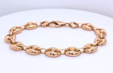 14K Yellow Gold 7mm Italian Coffee Bean Link Bracelet