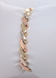 14K Tri-Color Link Bracelet in Rose, White, and Yellow Gold