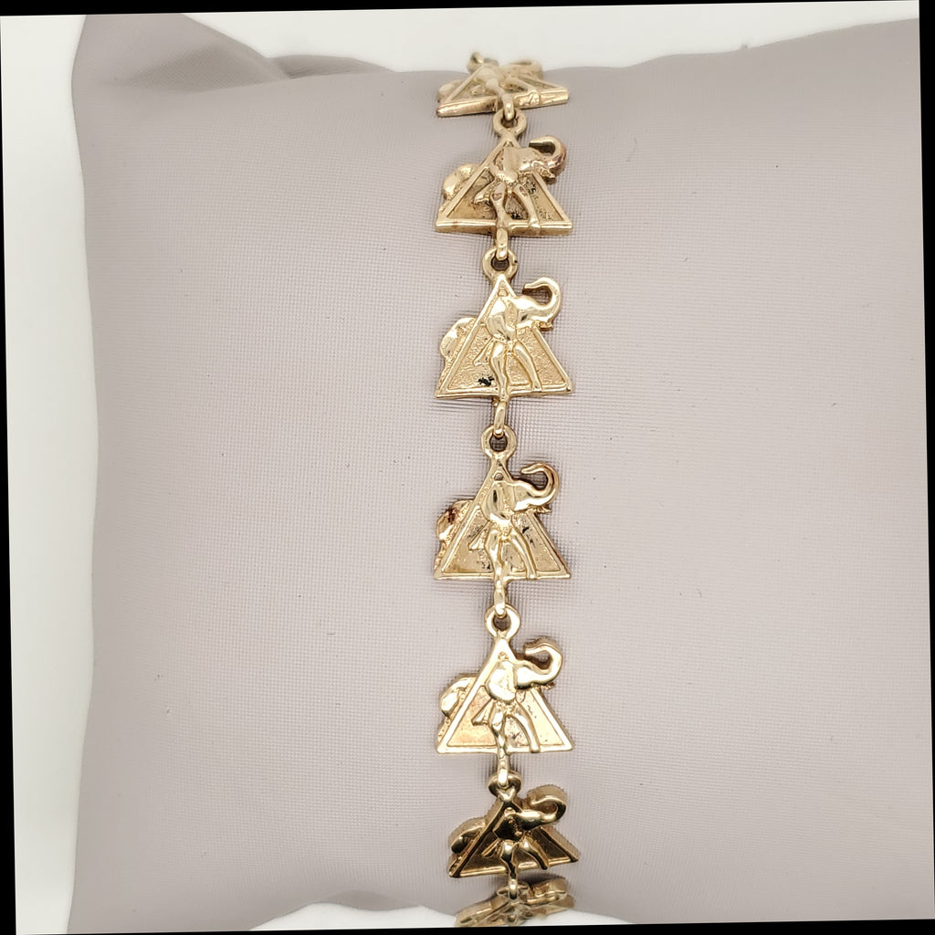 14kt Yellow Gold Elephant Link Bracelet
