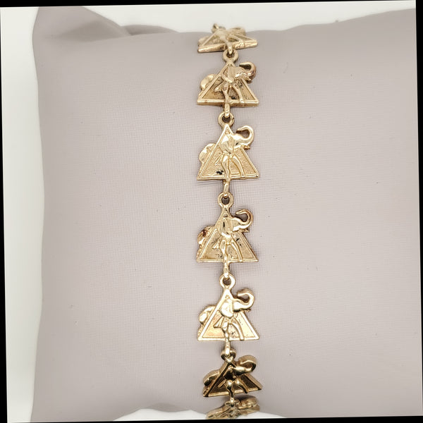 14kt Yellow Gold Elephant Link Bracelet
