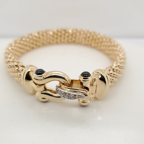 14kt Yellow Gold Beaded Mesh Bracelet