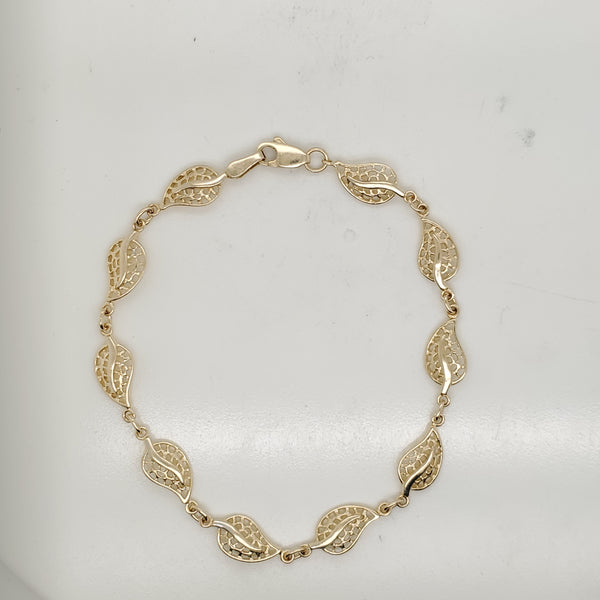 14kt Yellow Gold Leaf Link Bracelet
