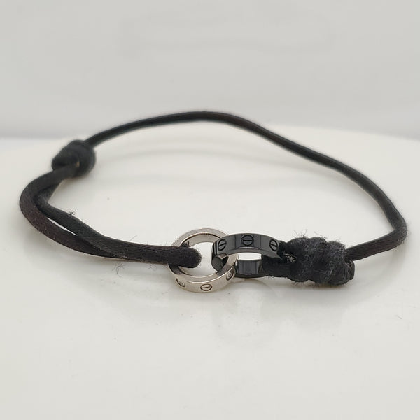 Pre-owned Cartier 18kt Gold Love Black Cord Bracelet