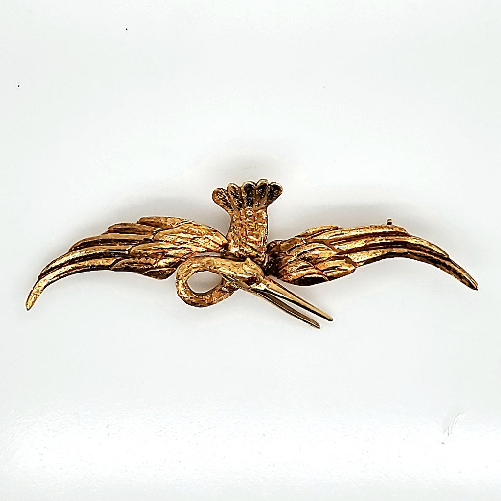 Vintage 18kt Yellow Gold Bird Brooch