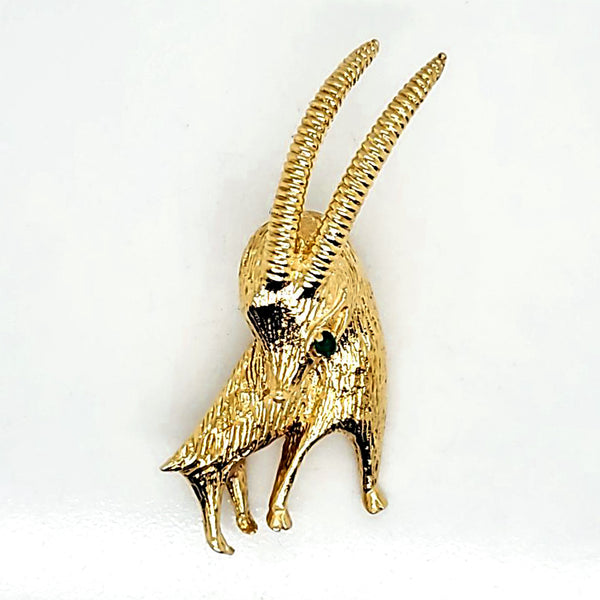 18kt Yellow Gold Ibex Brooch