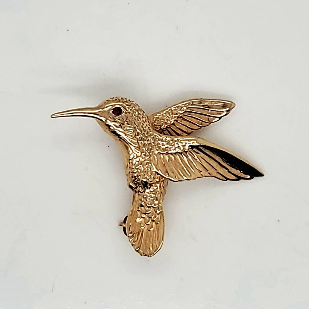 Vintage 14Kt Gold Hummingbird Brooch