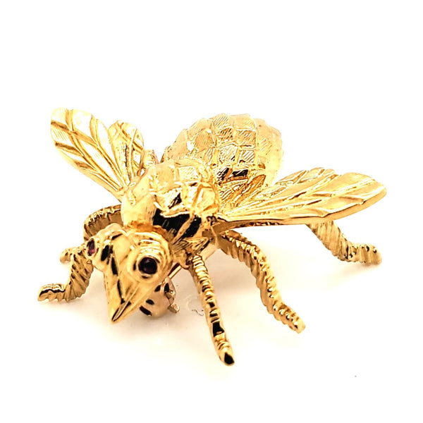 H Rosenthal 18kt Yellow Gold Ruby Bee Pin