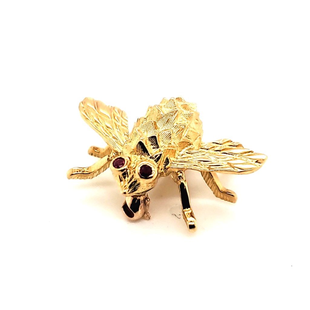 H Rosenthal 18kt Yellow Gold Ruby Bee Pin