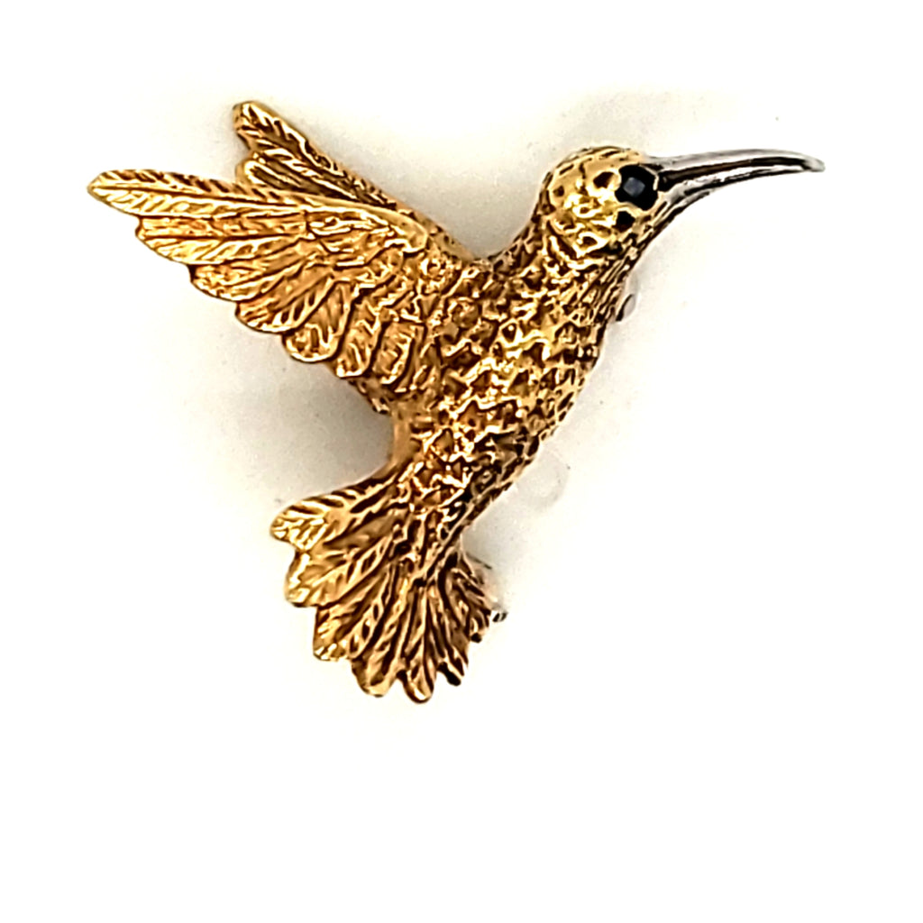 Vintage 18Kt Gold Hummingbird Brooch