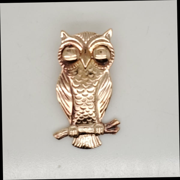 Vintage 14kt Yellow Gold Owl Brooch Pendant