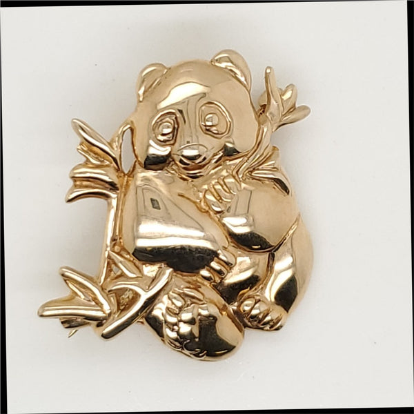 14Kt Yellow Gold Panda Bear Brooch