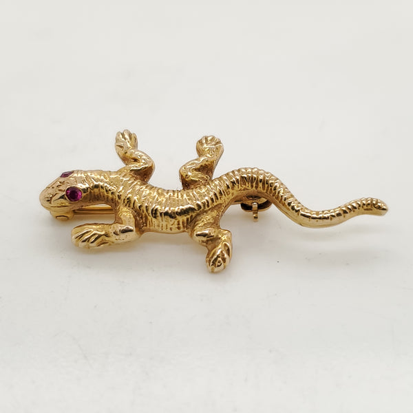 Vintage 14Kt Yellow Lizard Brooch