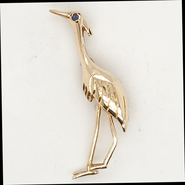 Vintage 14Kt Gold Heron Bird