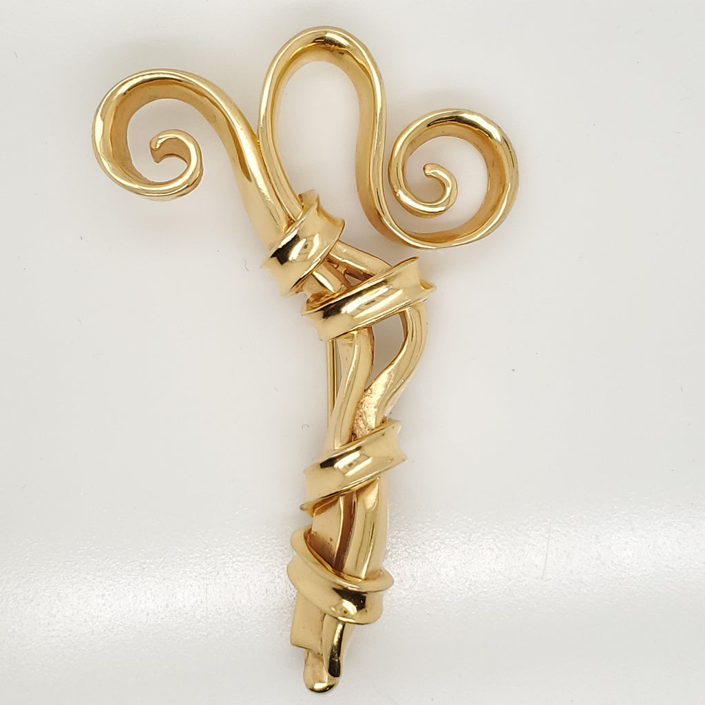 Vintage Modernist 18kt Yellow Gold Brooch