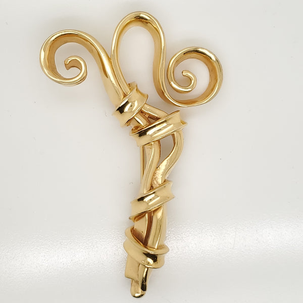 Vintage Modernist 18kt Yellow Gold Brooch