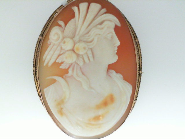 10kt yellow gold Cameo Brooch.