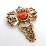 Victorian 14kt yellow gold and coral Brooch