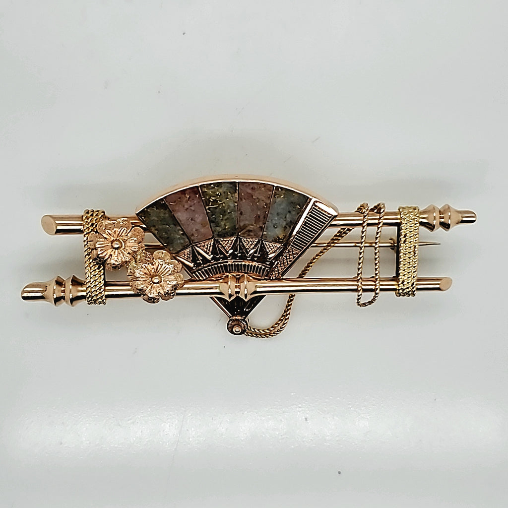 14kt Gold Antique Victorian Gold Bearing Quartz Brooch