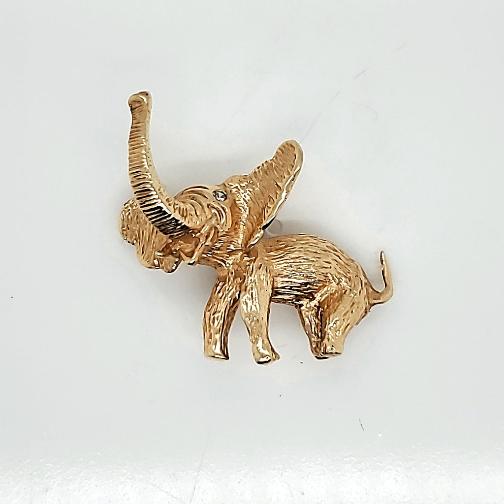 Vintage 14kt Yellow Elephant Brooch