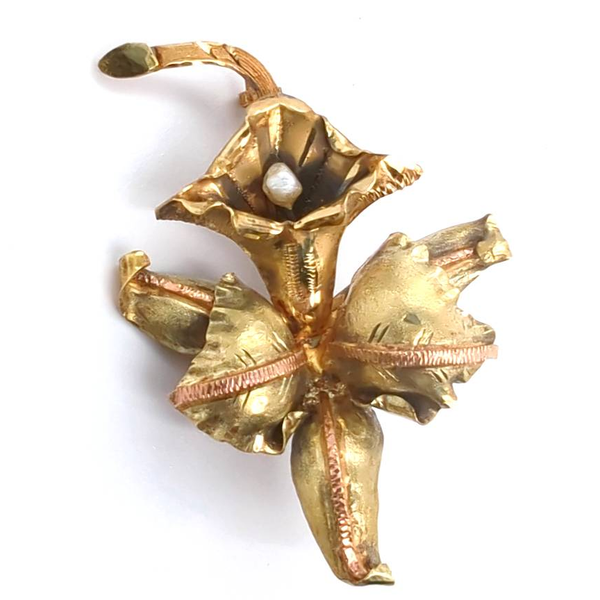 Vintage 18kt Gold Iris Brooch