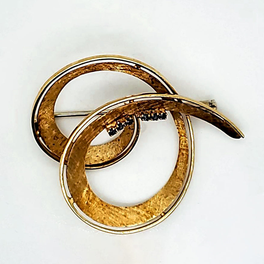 Vintage 18kt Yellow Gold and Sapphire Brooch