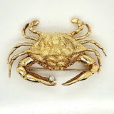 Vintage 18kt Yellow Gold Crab Brooch