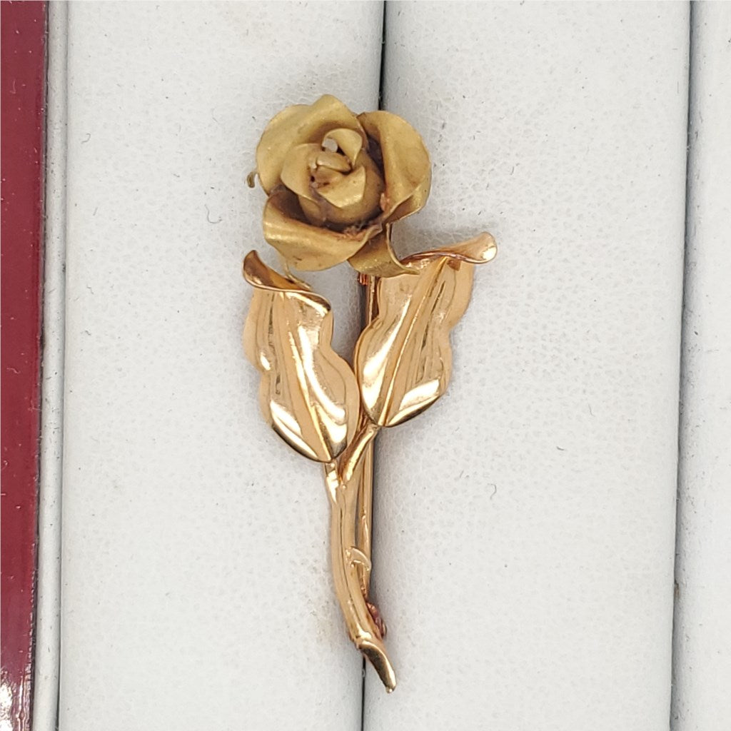 Vintage 18kt Yellow and Rose Gold Flower Brooch