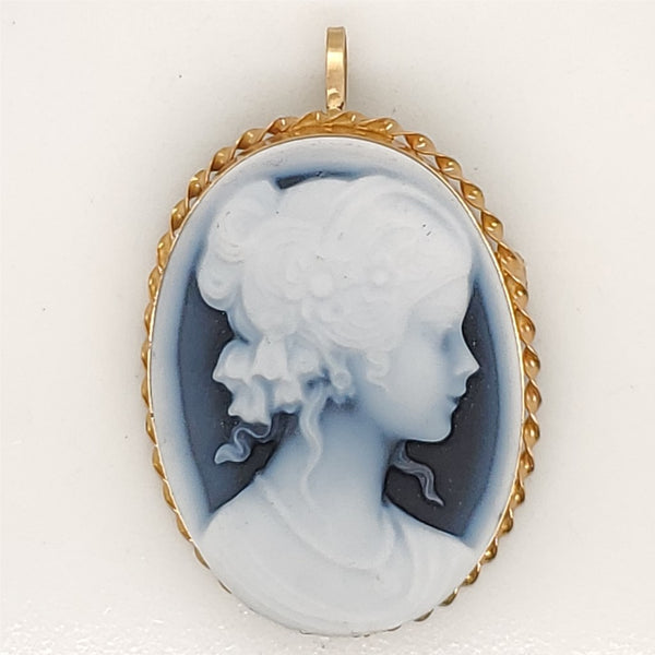 14Kt Yellow Gold  Jasperware Cameo Brooch/Pendant