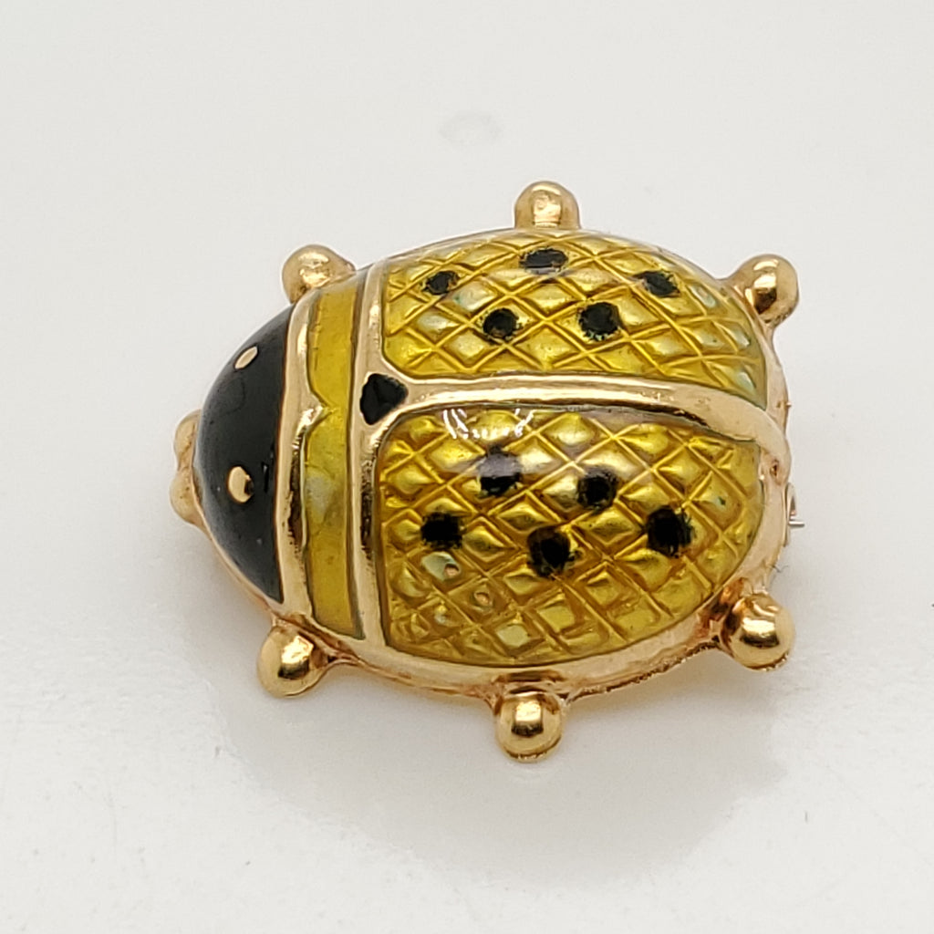 18kt Yellow Gold Enamel Lady Bug Brooch