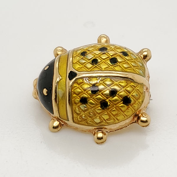 18kt Yellow Gold Enamel Lady Bug Brooch