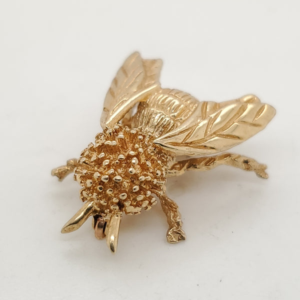Vintage 14Kt Yellow Gold Bee Brooch