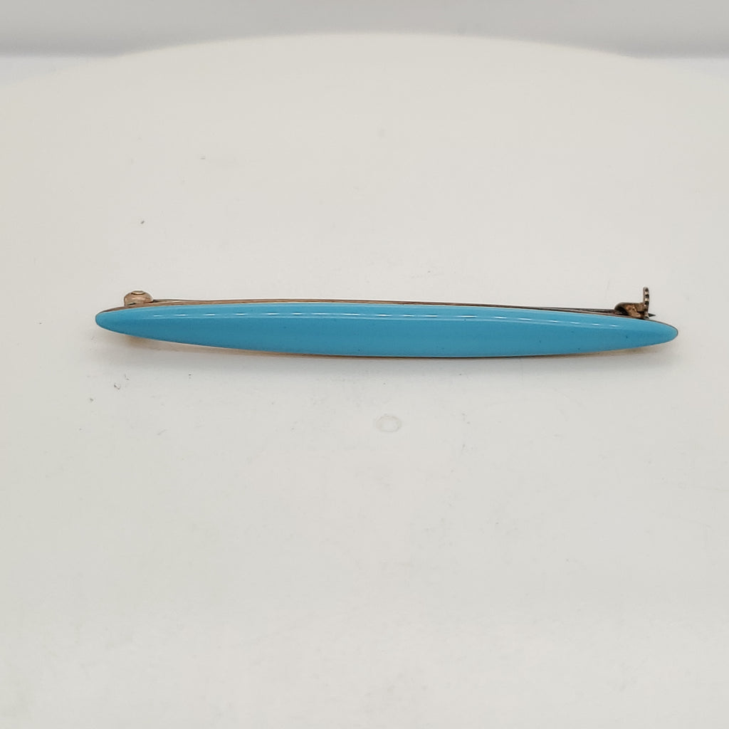 Vintage 14kt Gold Enamel Bar Brooch