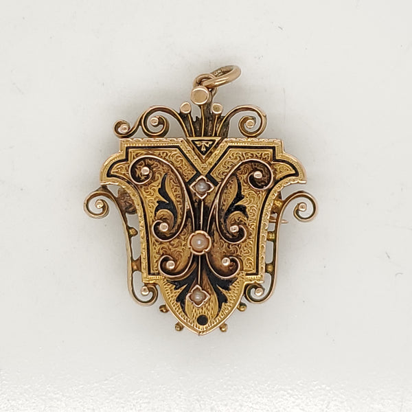 Antique Victorian 14kt Gold Brooch Pendant
