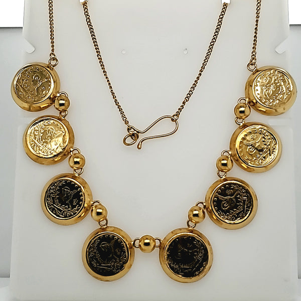Vintage Middle-Eastern 18Kt Yellow Gold Coin Necklace