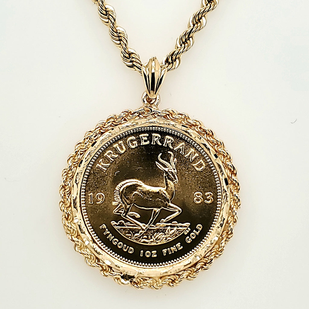 14kt Yellow Gold One Ounce Krugerand Gold Coin Neckalce