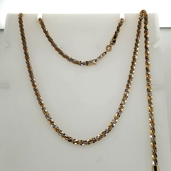 14kt Yellow and White Gold Necklace and Bracelet Suite