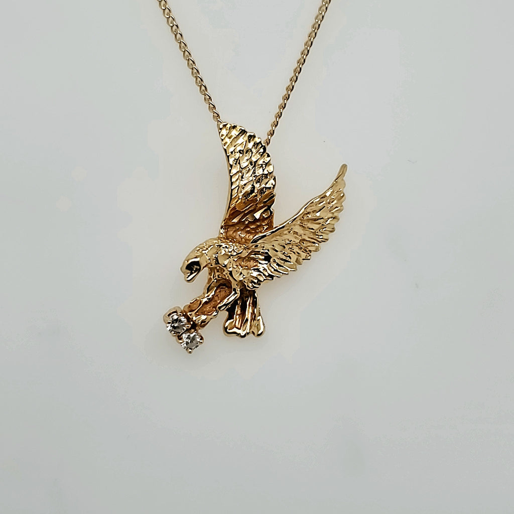 14kt Yellow Gold and Diamond Eagle Pendant