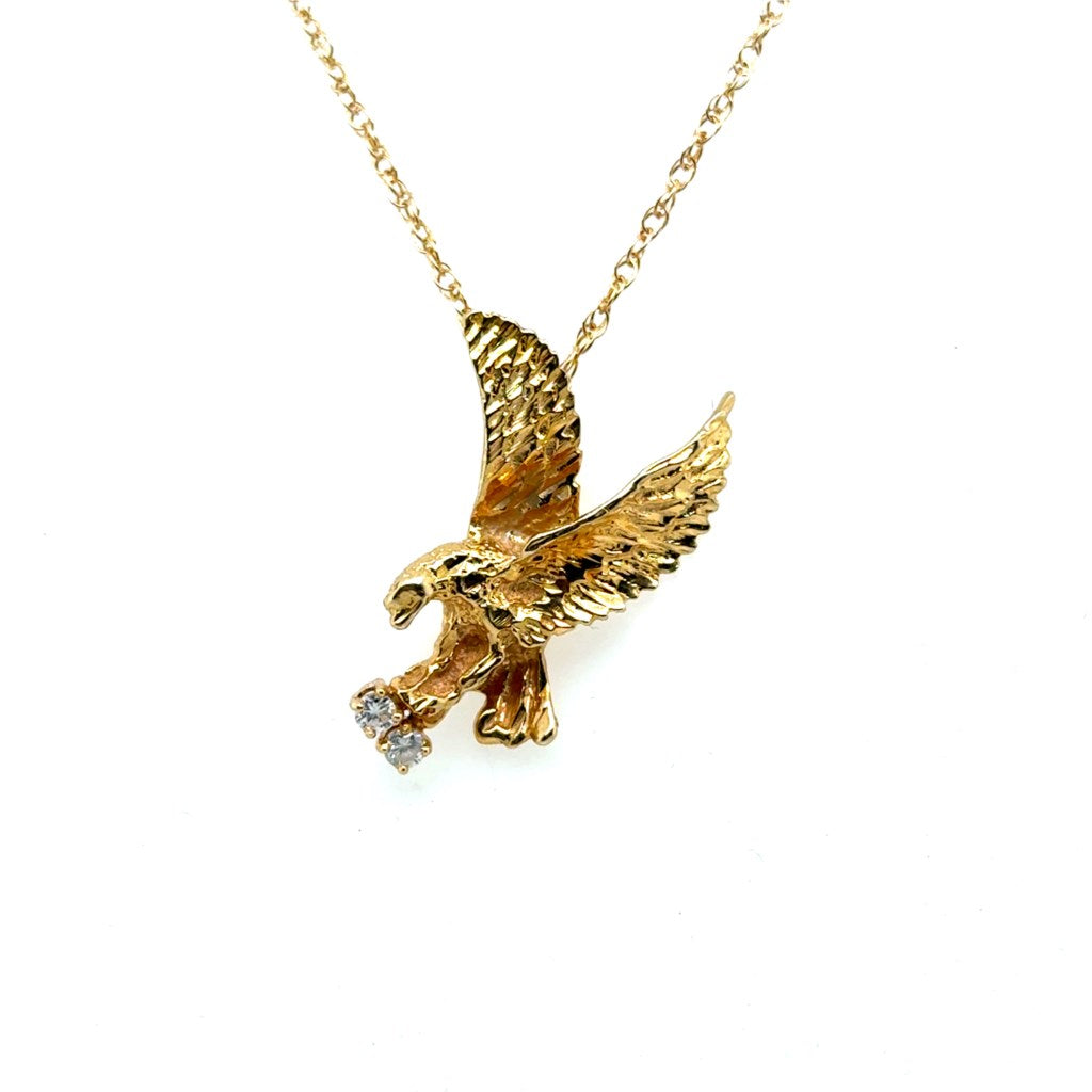 14kt Yellow Gold and Diamond Eagle Pendant