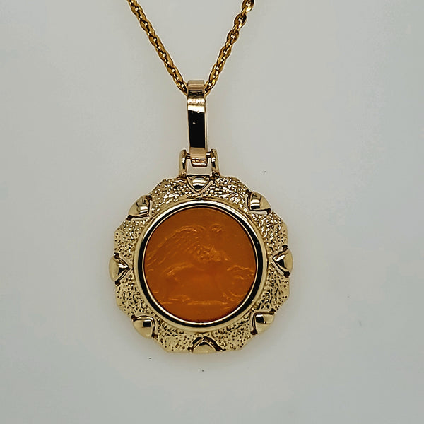 Italian 18kt Yellow Gold Intaglio Pendant Necklace