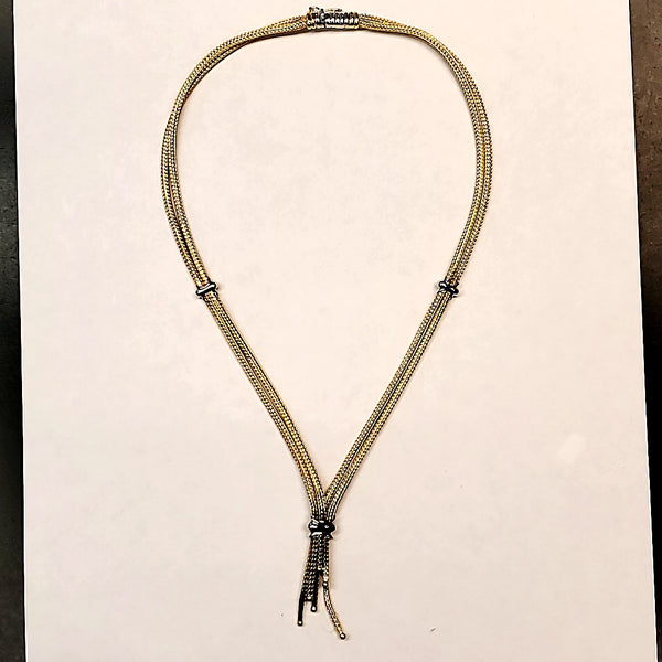 14kt Yellow and White Gold Lariat Style Necklace