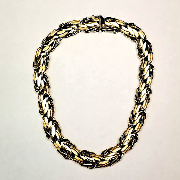 Wide 18kt Yellow Gold Byzantine Link Choker Necklace