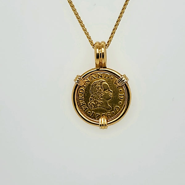 1756 Spanish Half Gold Escuado Coin Necklace